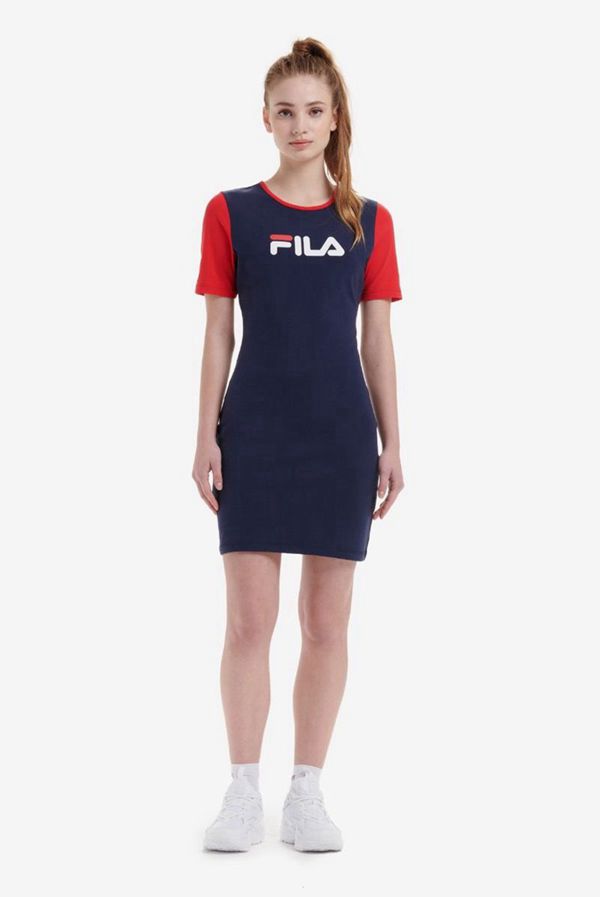 Fila Rosyln Colour Block Bodycon Women's Dresses - Navy/Red/White,NZ 749-42198